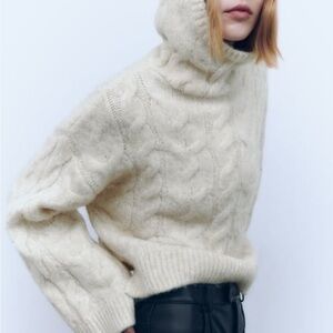 Zara Cream Cowl Neck Sweater